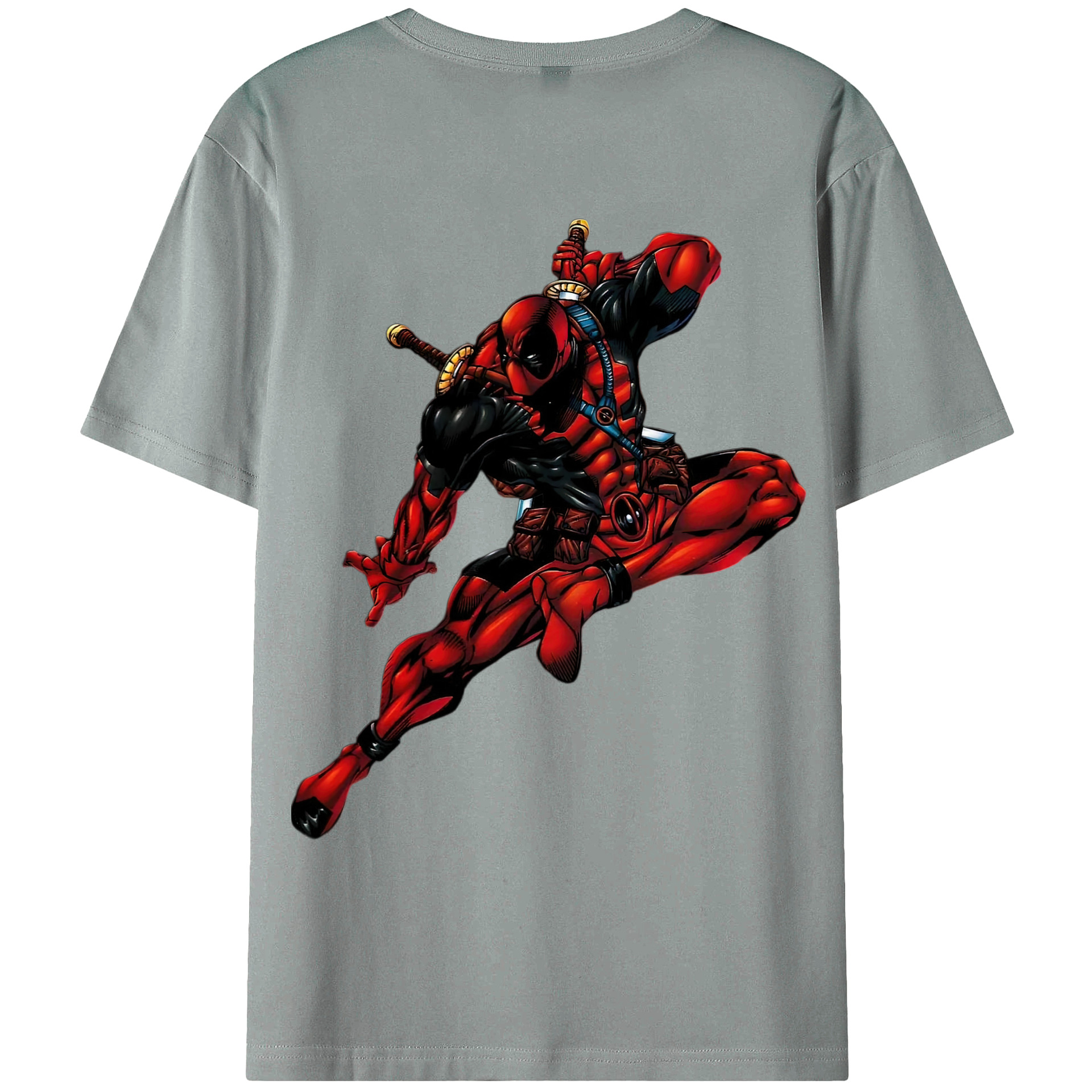 （画像用） Deadpool デッドプール 綿100％ メンズ半袖Tシャツ（バックプリント） 通気性